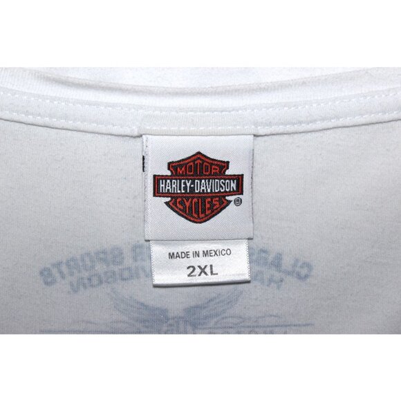 HARLEY DAVIDSON Retro (2013) Fitted T-Shirt in White, Rhinestone Biker Tee (2XL) - Picture 5 of 8